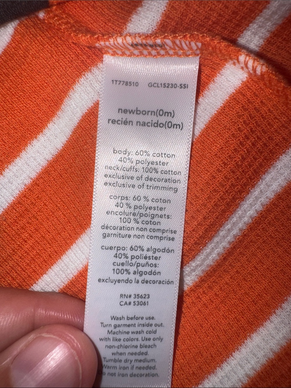 Carter's Orange & White Striped Pumpkin Footed One-Piece Pajamas - Picture 4 of 8